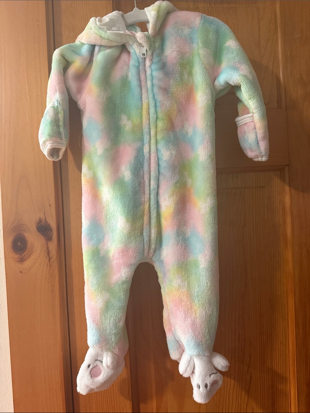 Penelope Mack Unicorn Pastel Tie-Dye Hooded Footed One-Piece infant Bunting
